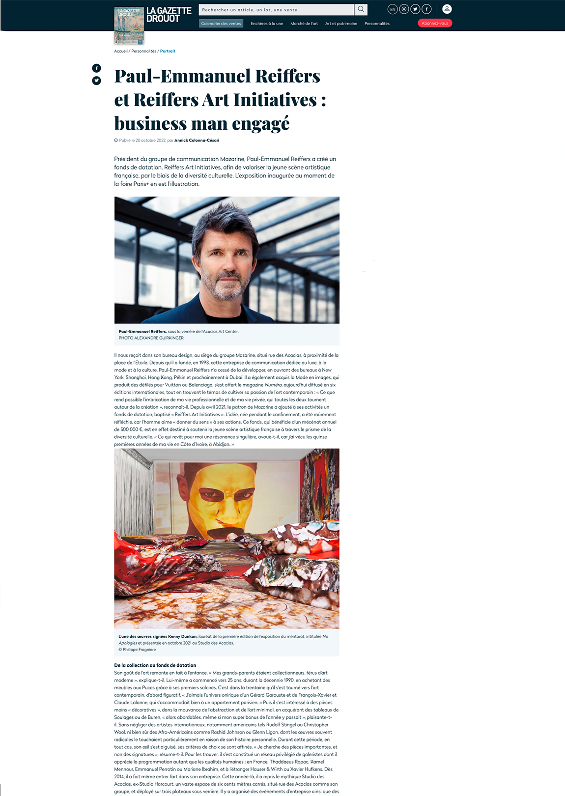 Paul-Emmanuel Reiffers et Reiffers Art Initiatives : business man engagé