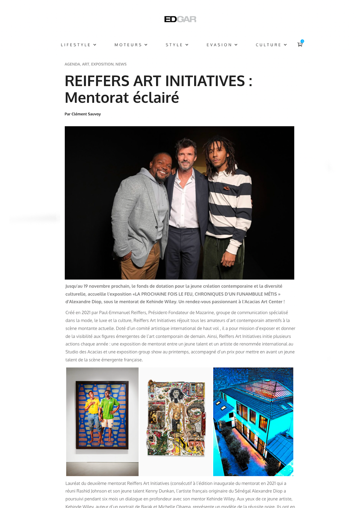 REIFFERS ART INITIATIVES : Mentorat éclairé 