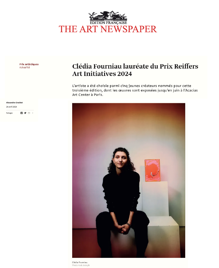 Clédia Fourniau lauréate du Prix Reiffers Art Initiatives 2024