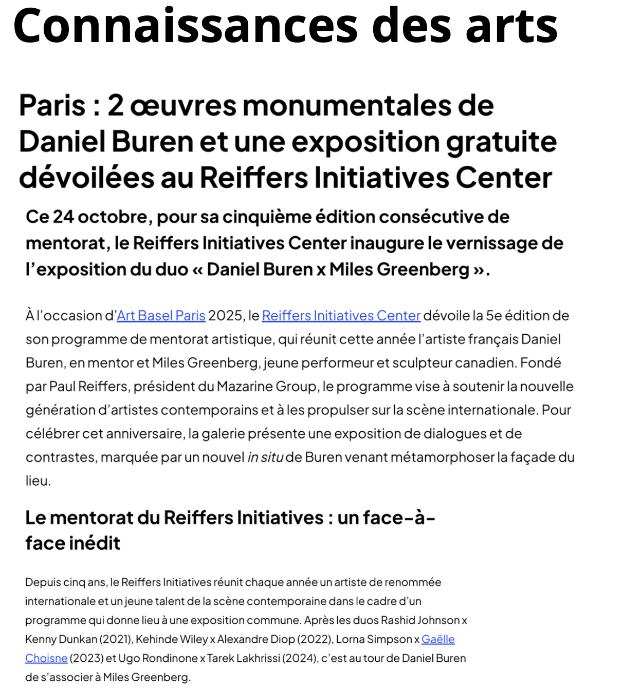 Deux travaux in situ de Daniel Buren 