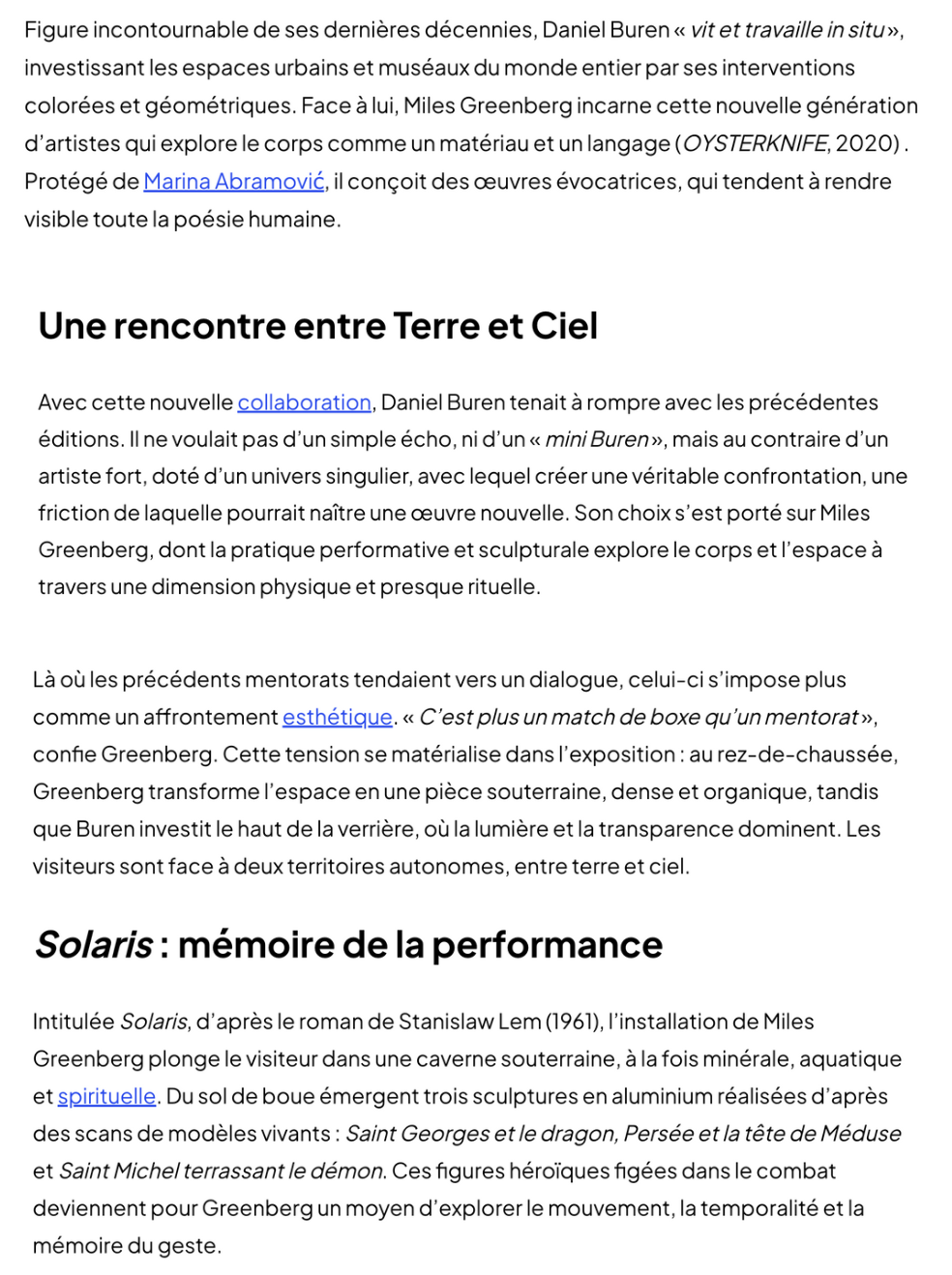 Deux travaux in situ de Daniel Buren 