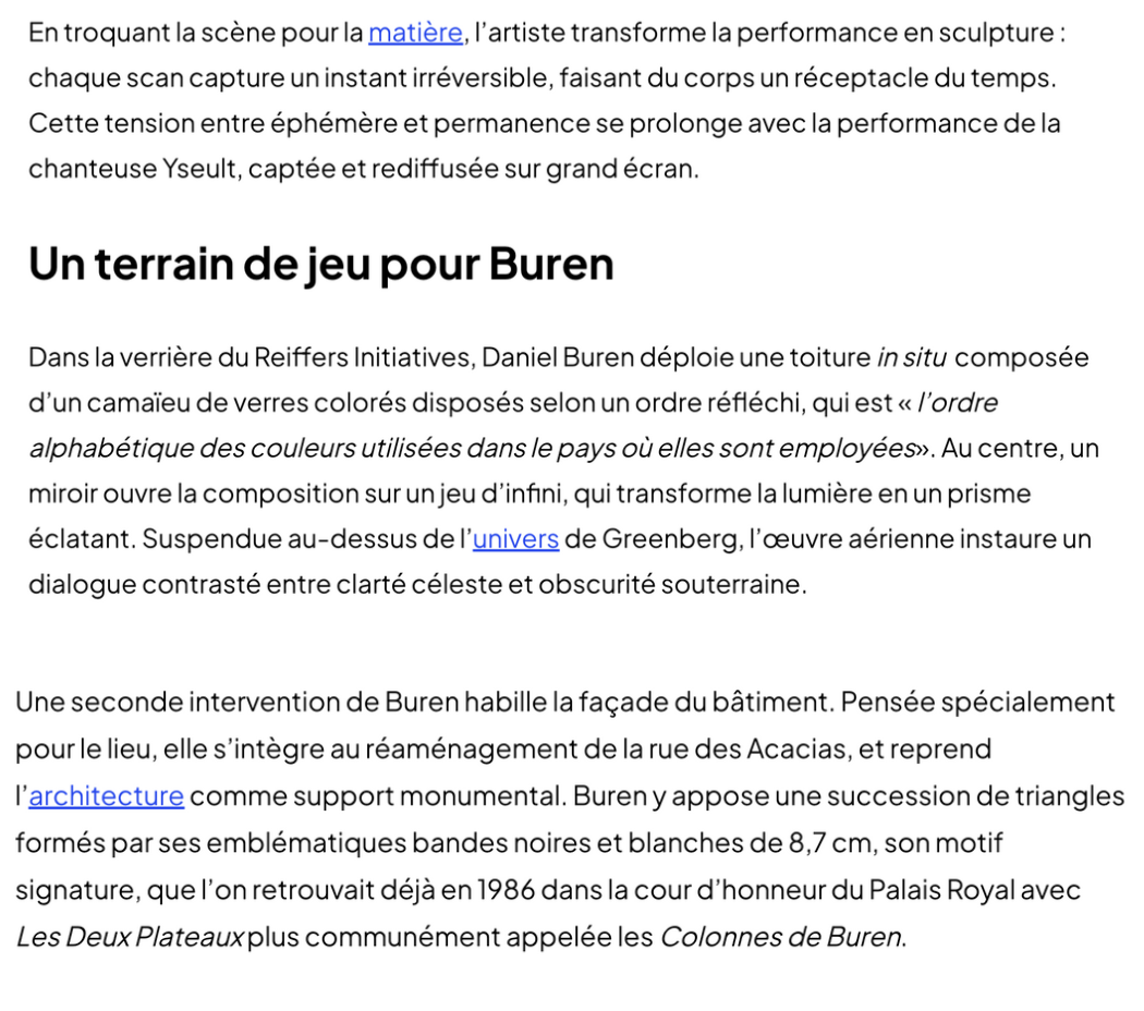 Deux travaux in situ de Daniel Buren 