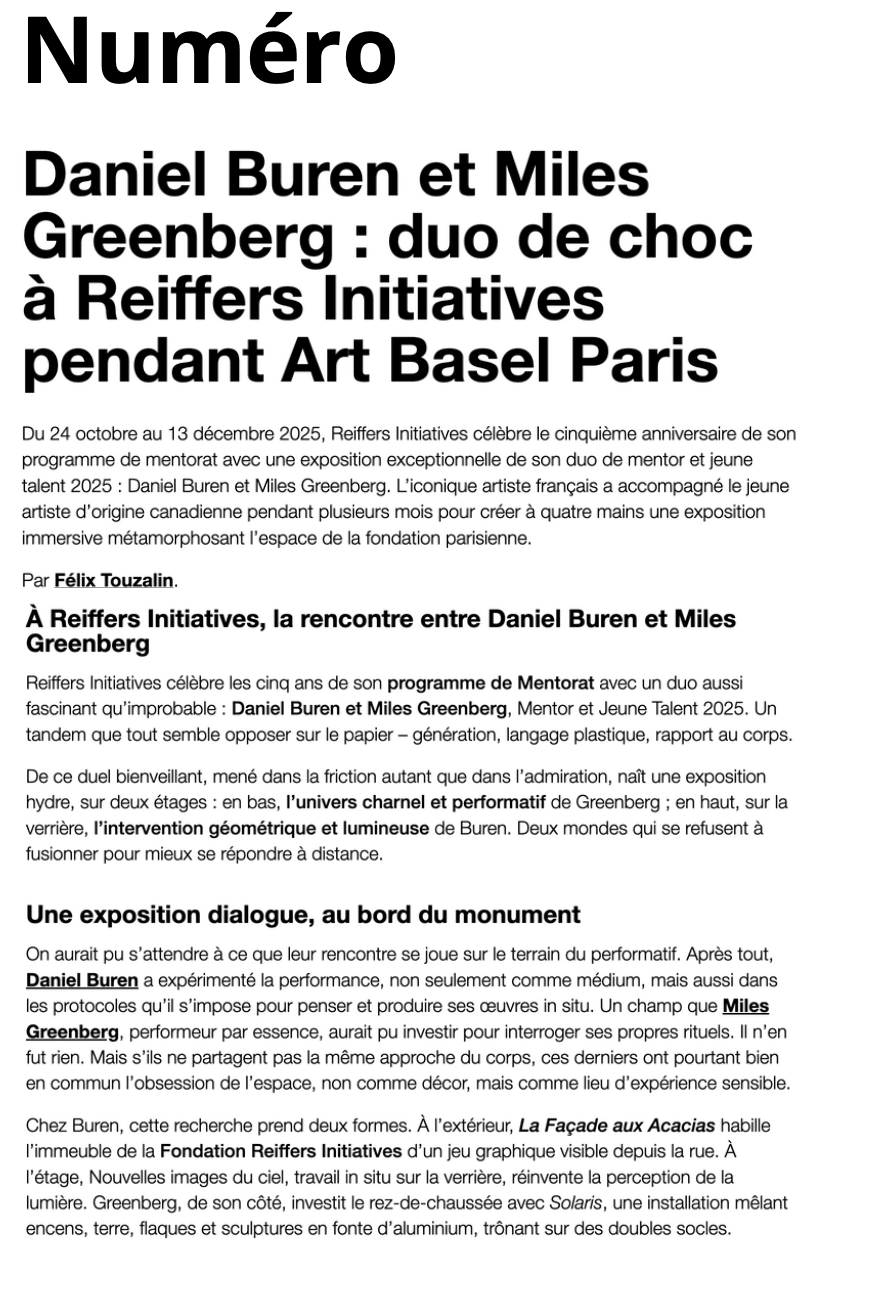 Daniel Buren et Miles Greenberg duo de choc