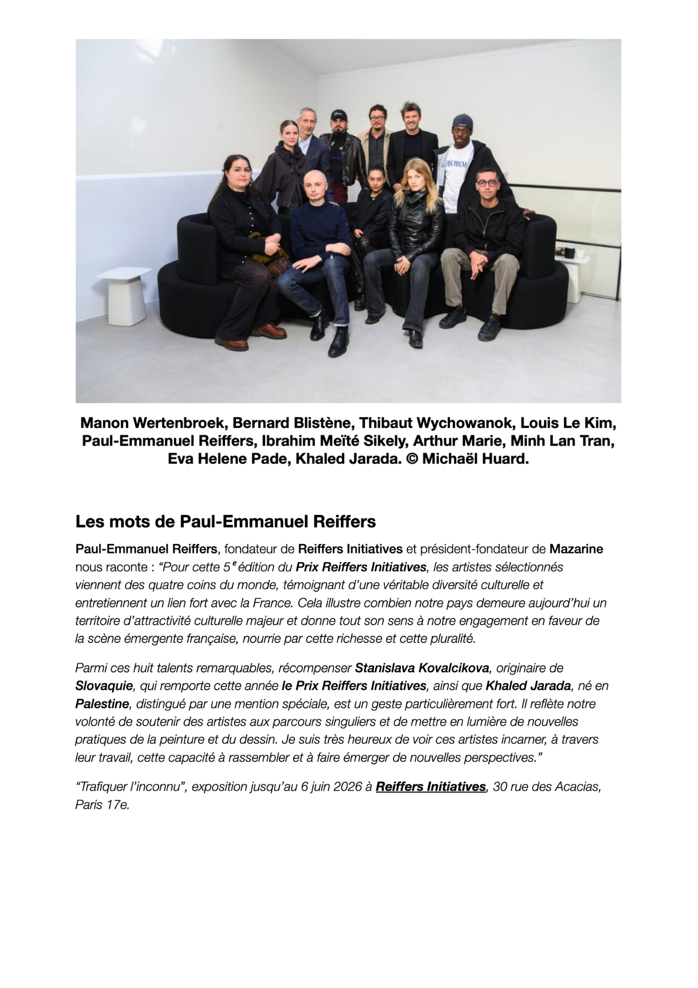 Le Prix Reiffers Initiatives récompense l'artiste Stanislava Kovalcikova